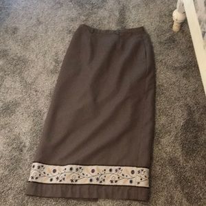 NWOT Christopher Banks long olive green skirt